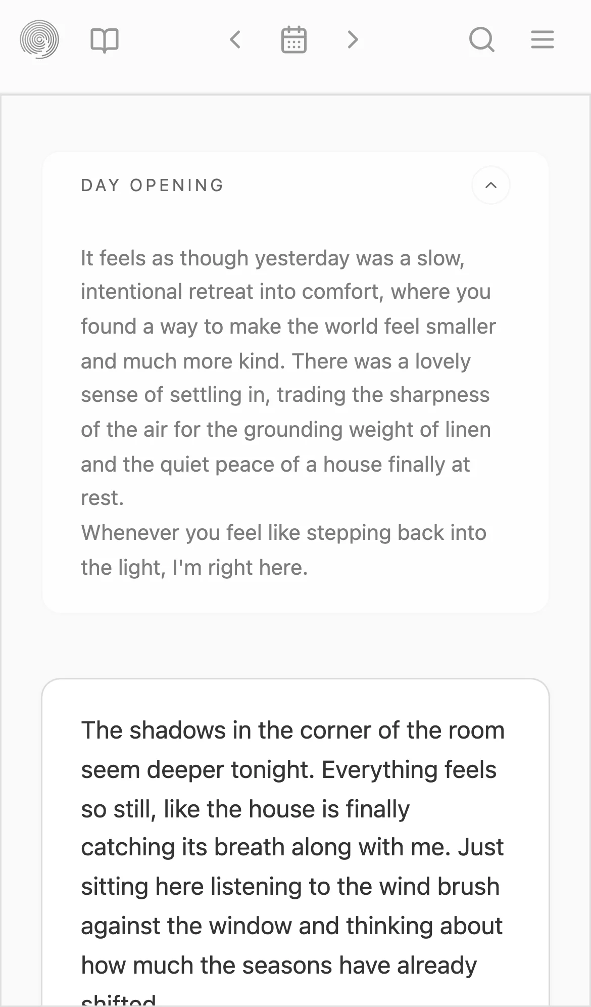 A daily page on a phone.